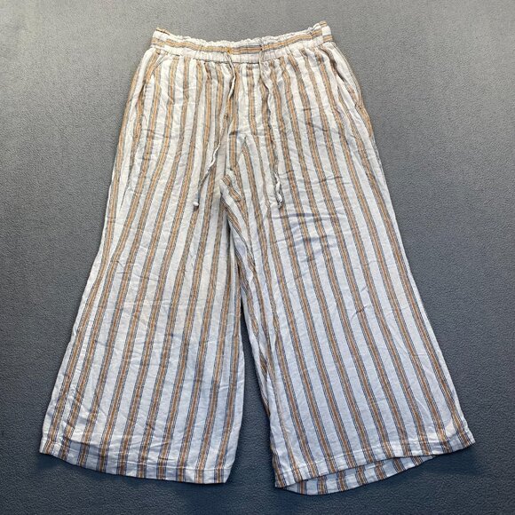 Ava & VIV Linen Blend Striped Pull On Pants Womens Size 1X Wide Leg,Pockets - Picture 1 of 11